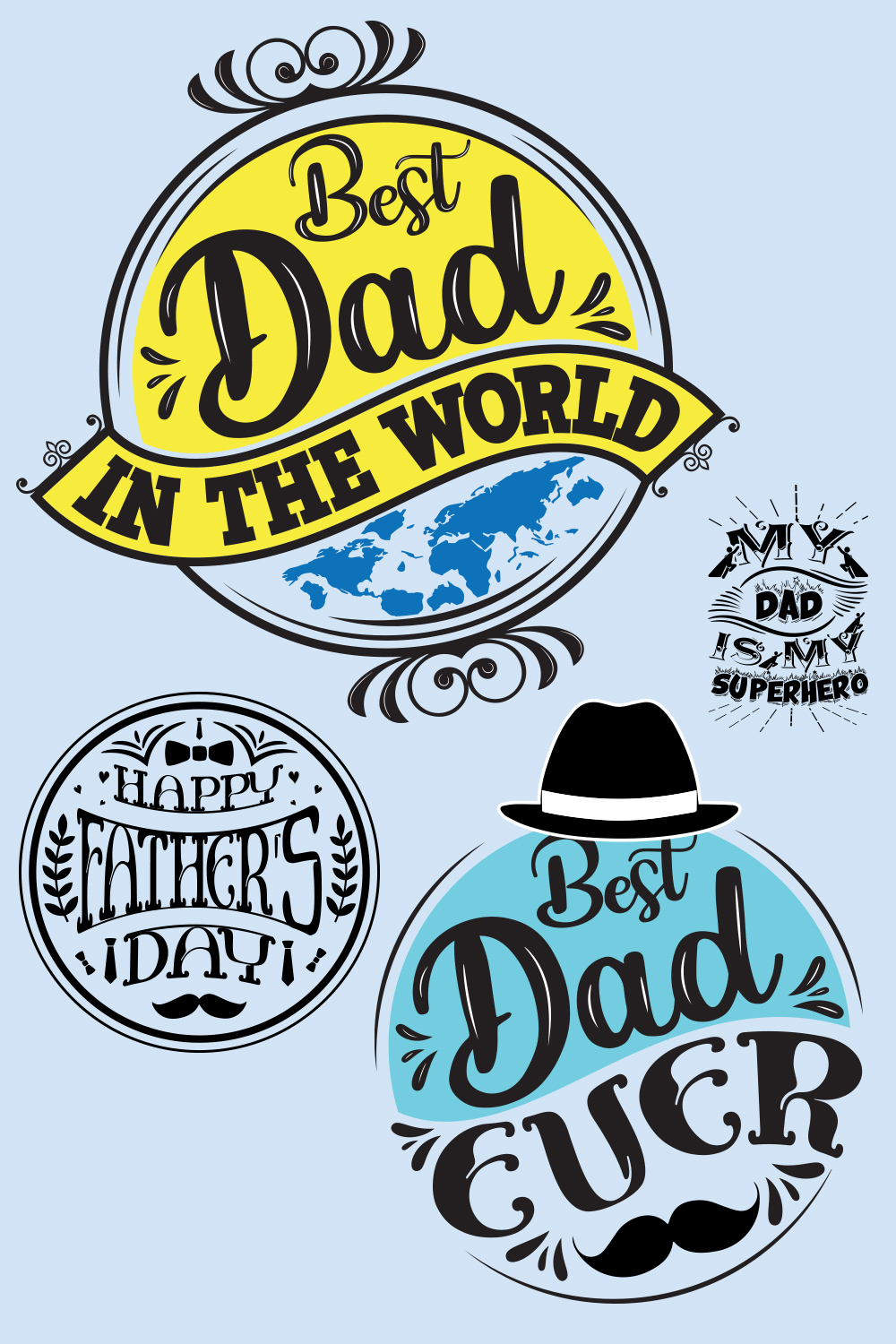 4 Father\'s Day SVG Bundle Typography Vector T-shirts Design pinterest preview image.