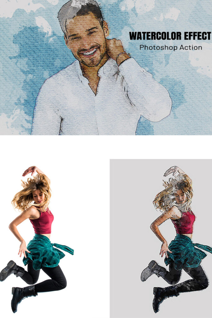 Watercolor Effect Photoshop Action - MasterBundles