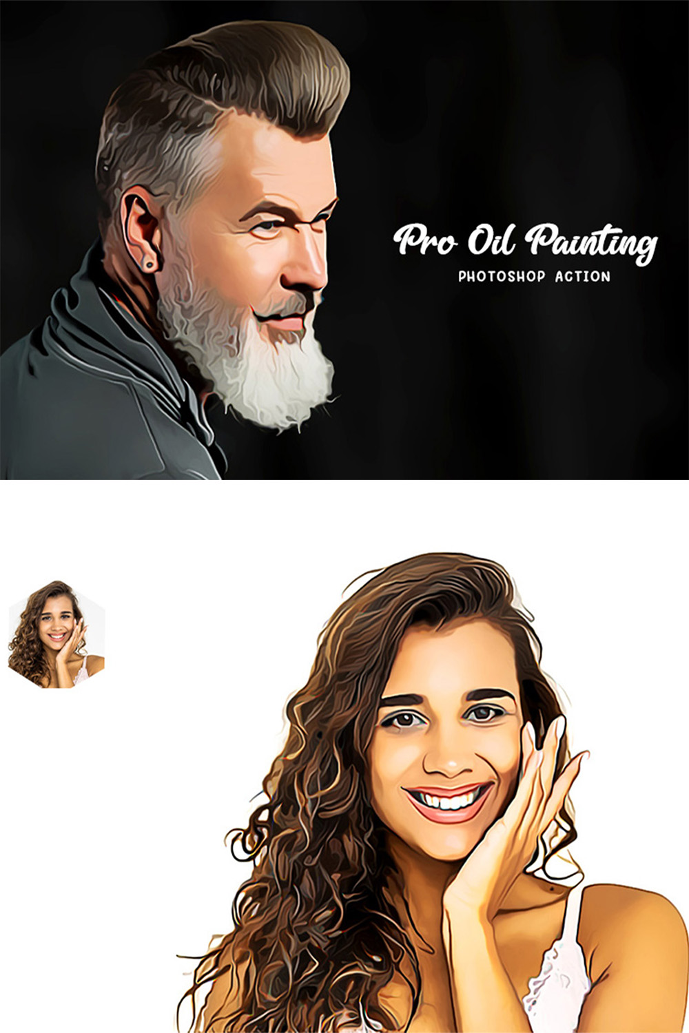 Pro Oil Painting Photoshop Action pinterest preview image.