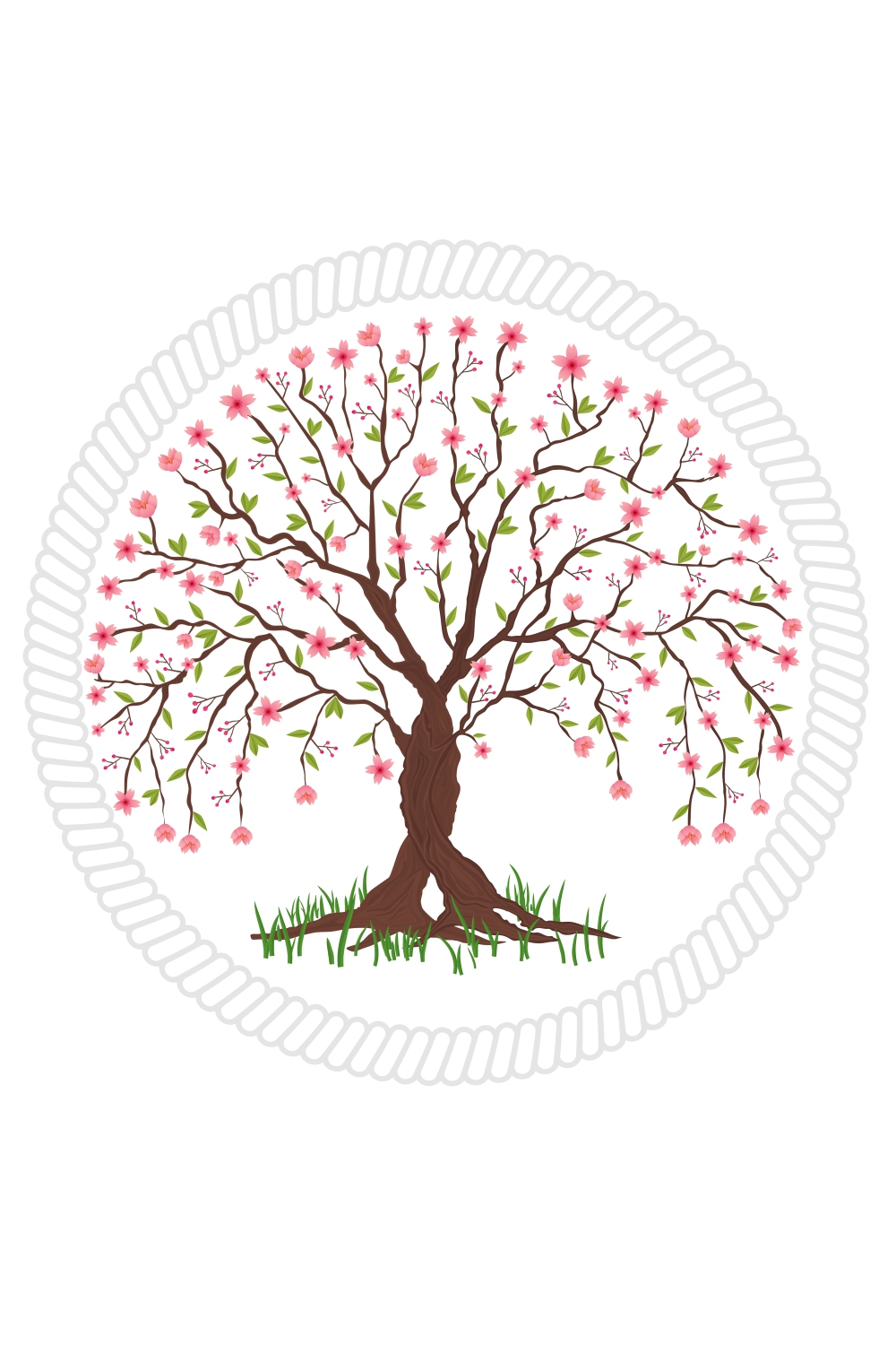 Cherry Blossom Tree vector pinterest preview image.