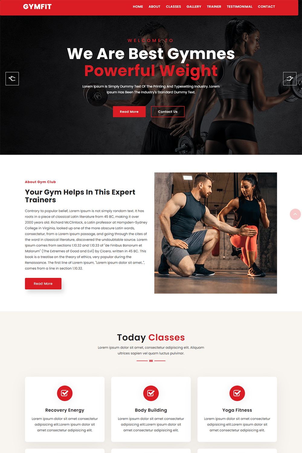 Gymfit Gym & Fitness Website Theme pinterest preview image.