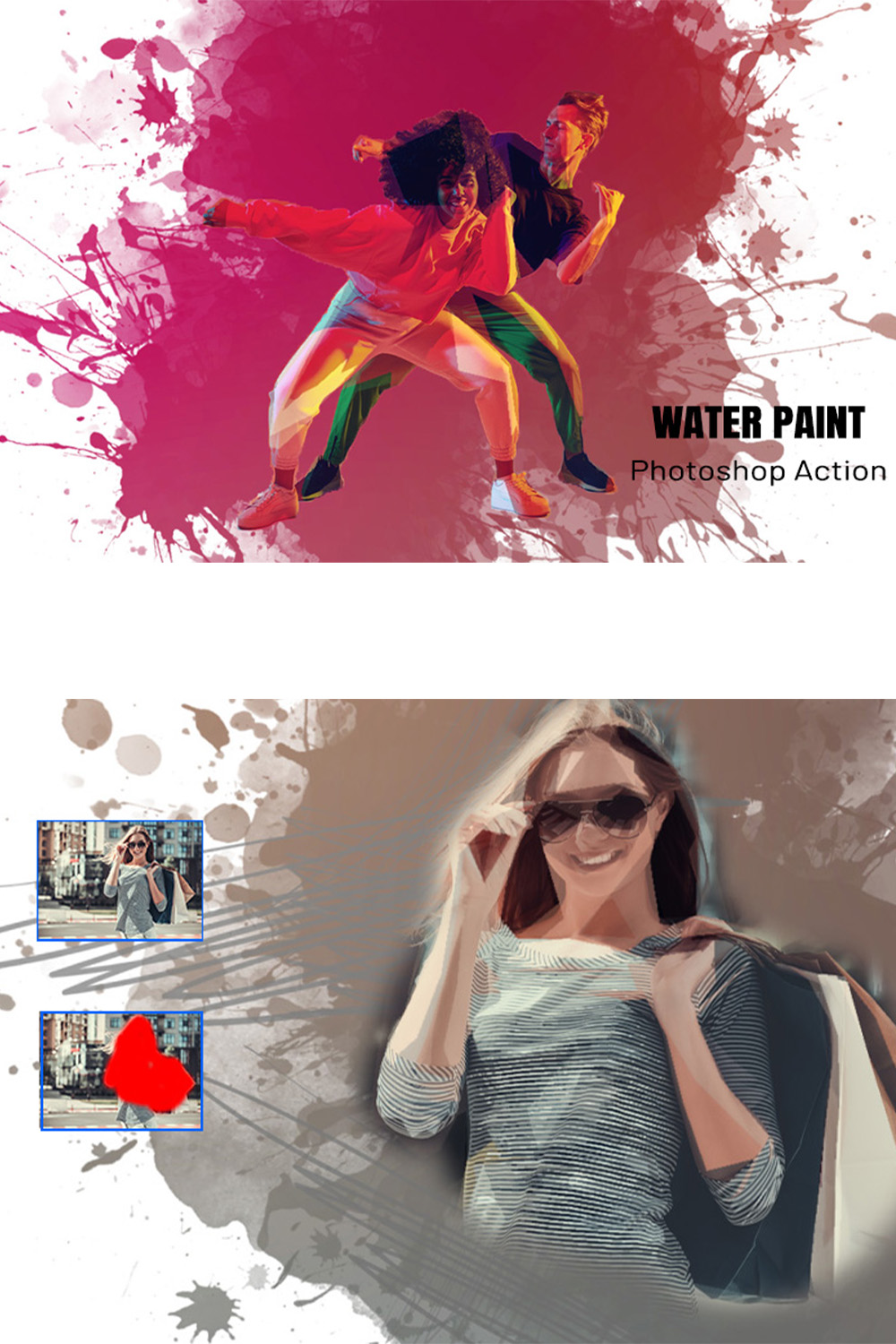 Water Paint Photoshop Action pinterest preview image.