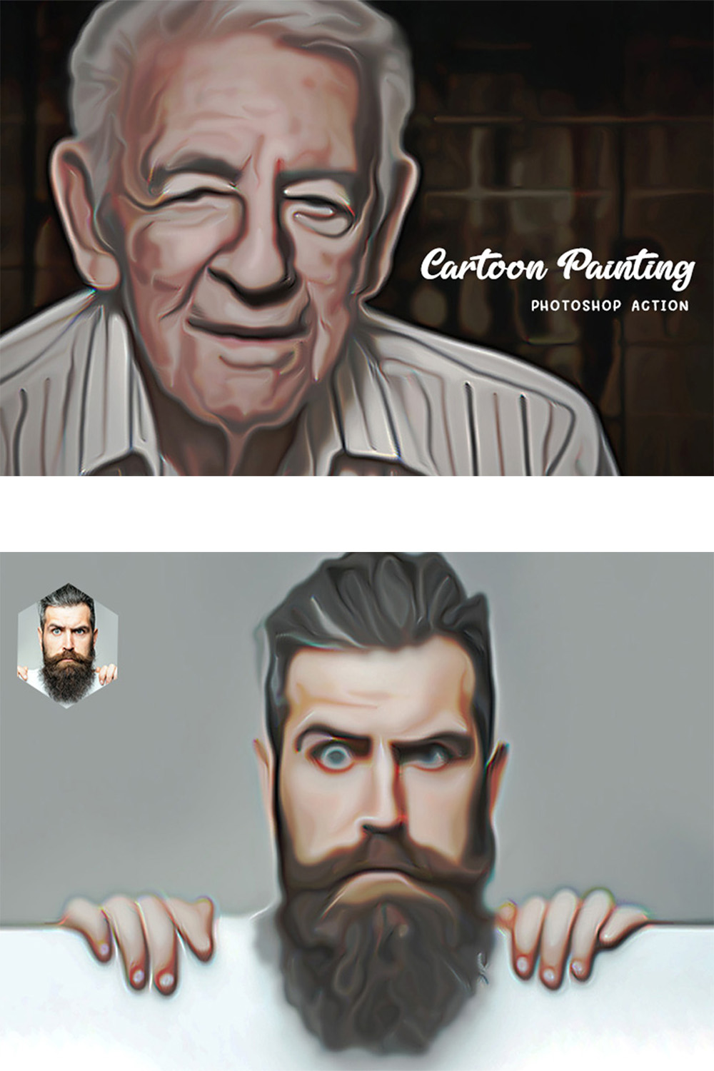 Cartoon Painting Photoshop Action pinterest preview image.