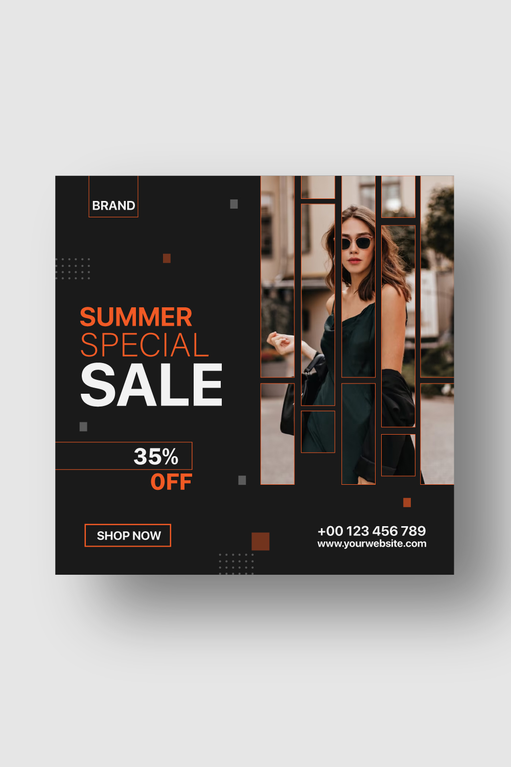 Summer Special Social Media post template pinterest preview image.