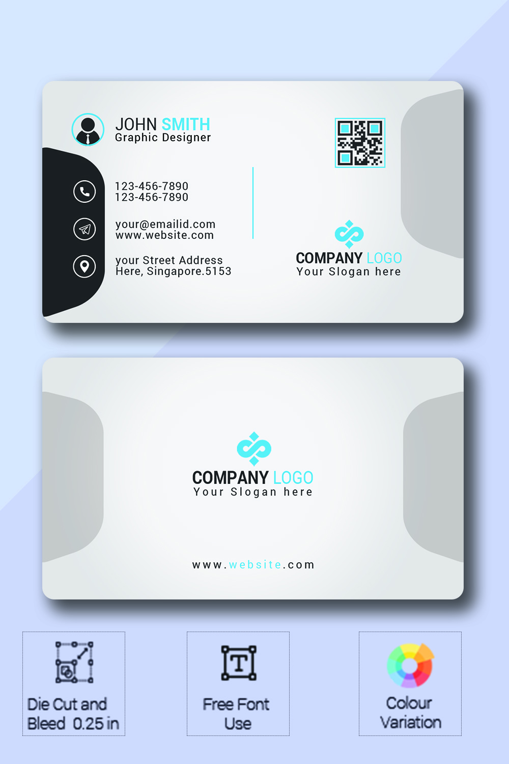 Corporate Business Card pinterest preview image.