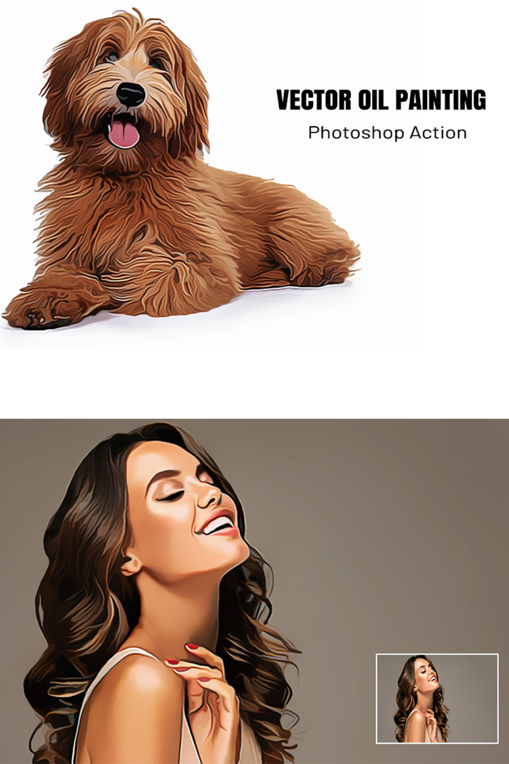 Vector oil painting Photoshop Action pinterest preview image.