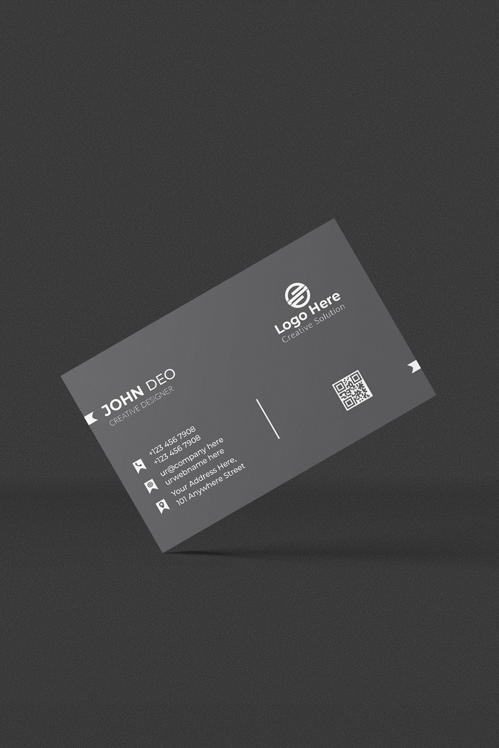 Modern Business Card With Black And White pinterest preview image.