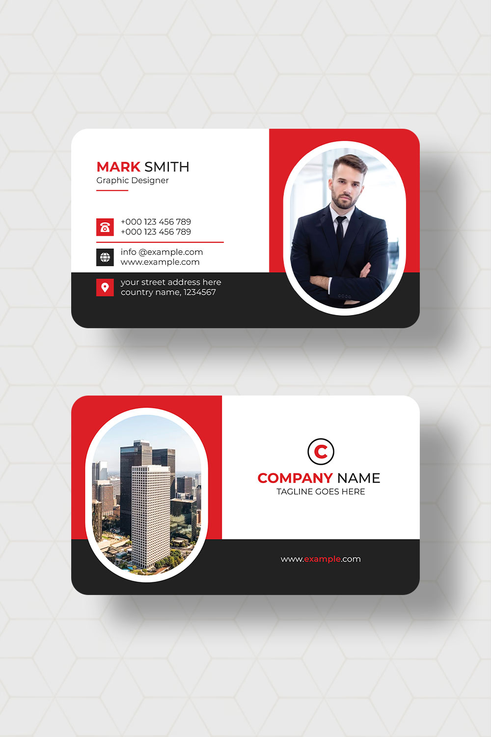 Modern Corporate Business Card Template pinterest preview image.