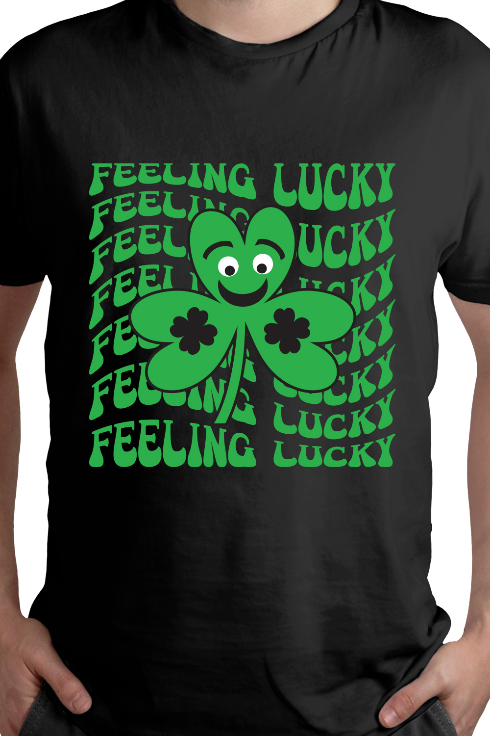 Feeling lucky, St Patrick\'s day t-shirt design pinterest preview image.
