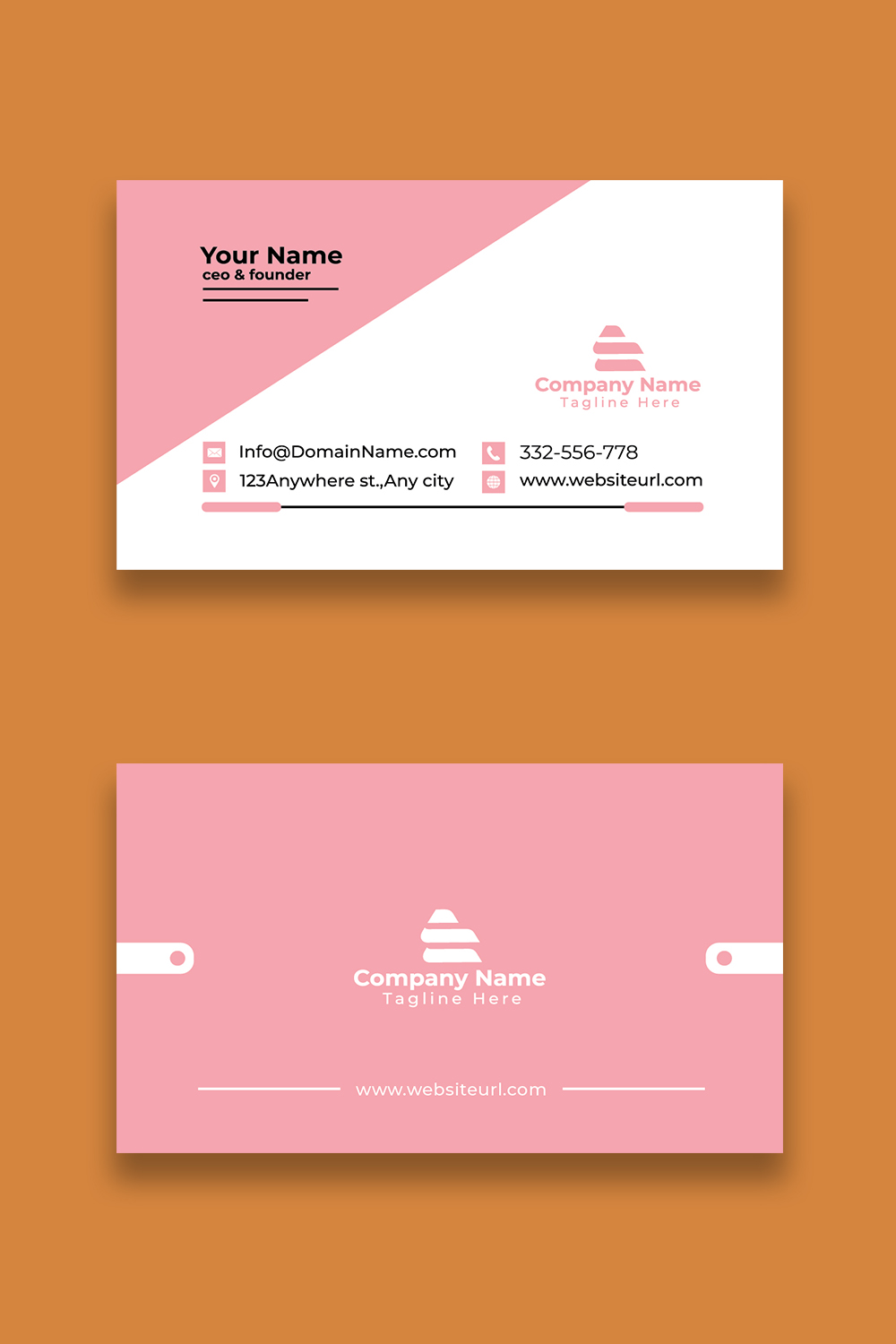 Simple and Clean Pink Business card Templete pinterest preview image.