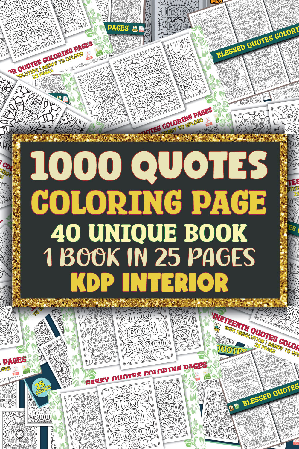 1000 Quotes Coloring Pages Bundle pinterest preview image.