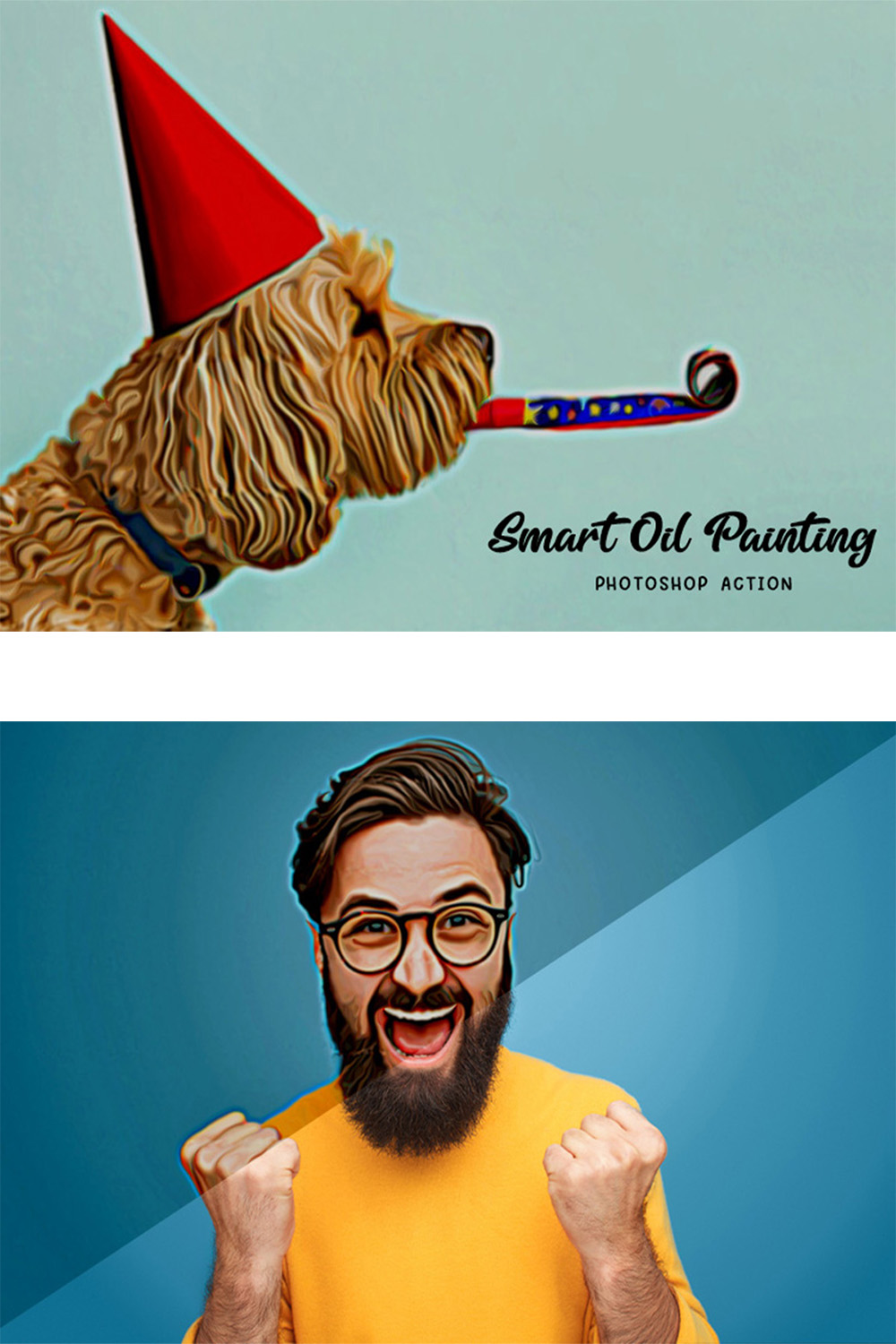 Smart Oil Painting Photoshop Action pinterest preview image.