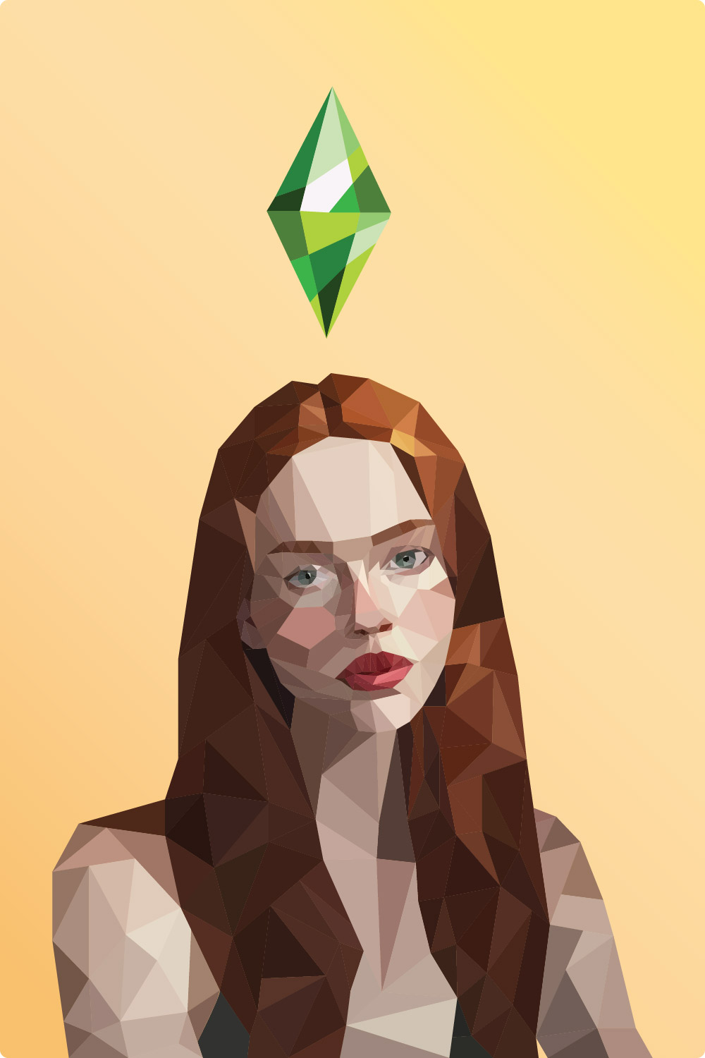 Sims character in Low Poly style pinterest preview image.