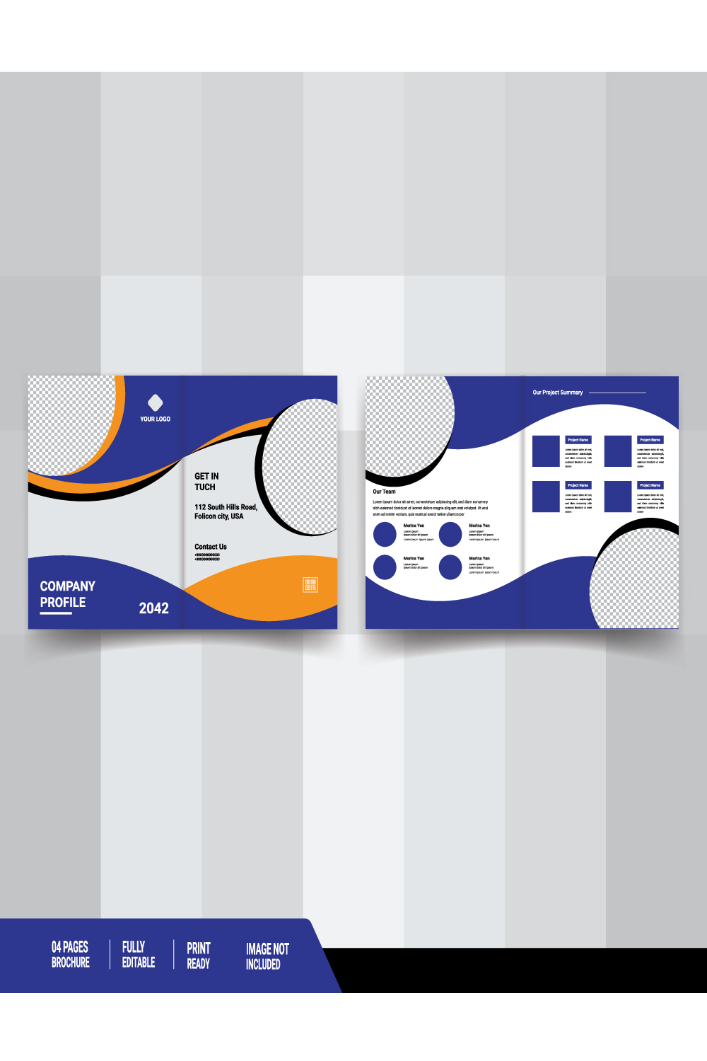 Bifold company brochure template design pinterest preview image.
