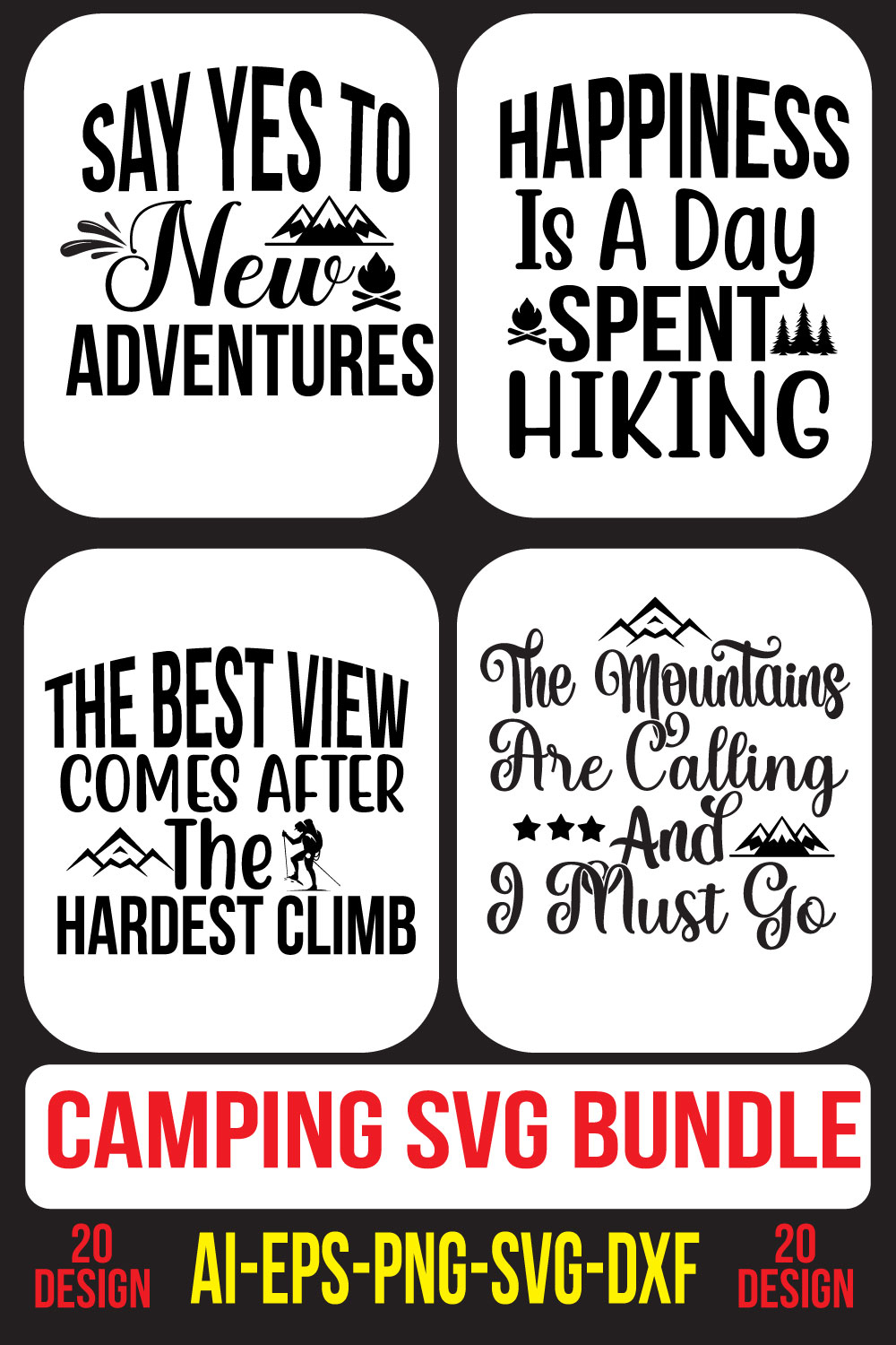 Camping SVG Bundle pinterest preview image.