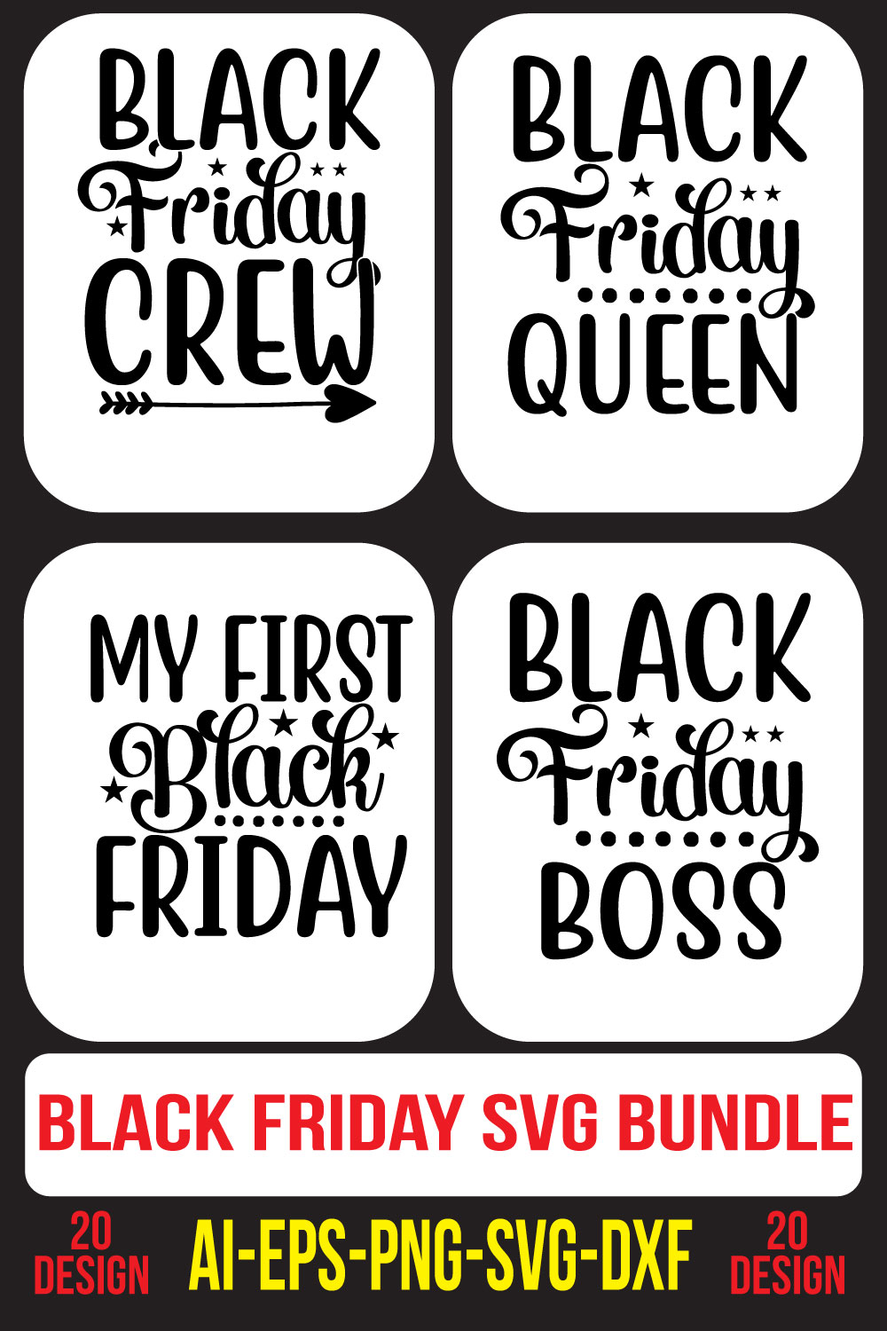 Black Friday SVG Bundle pinterest preview image.