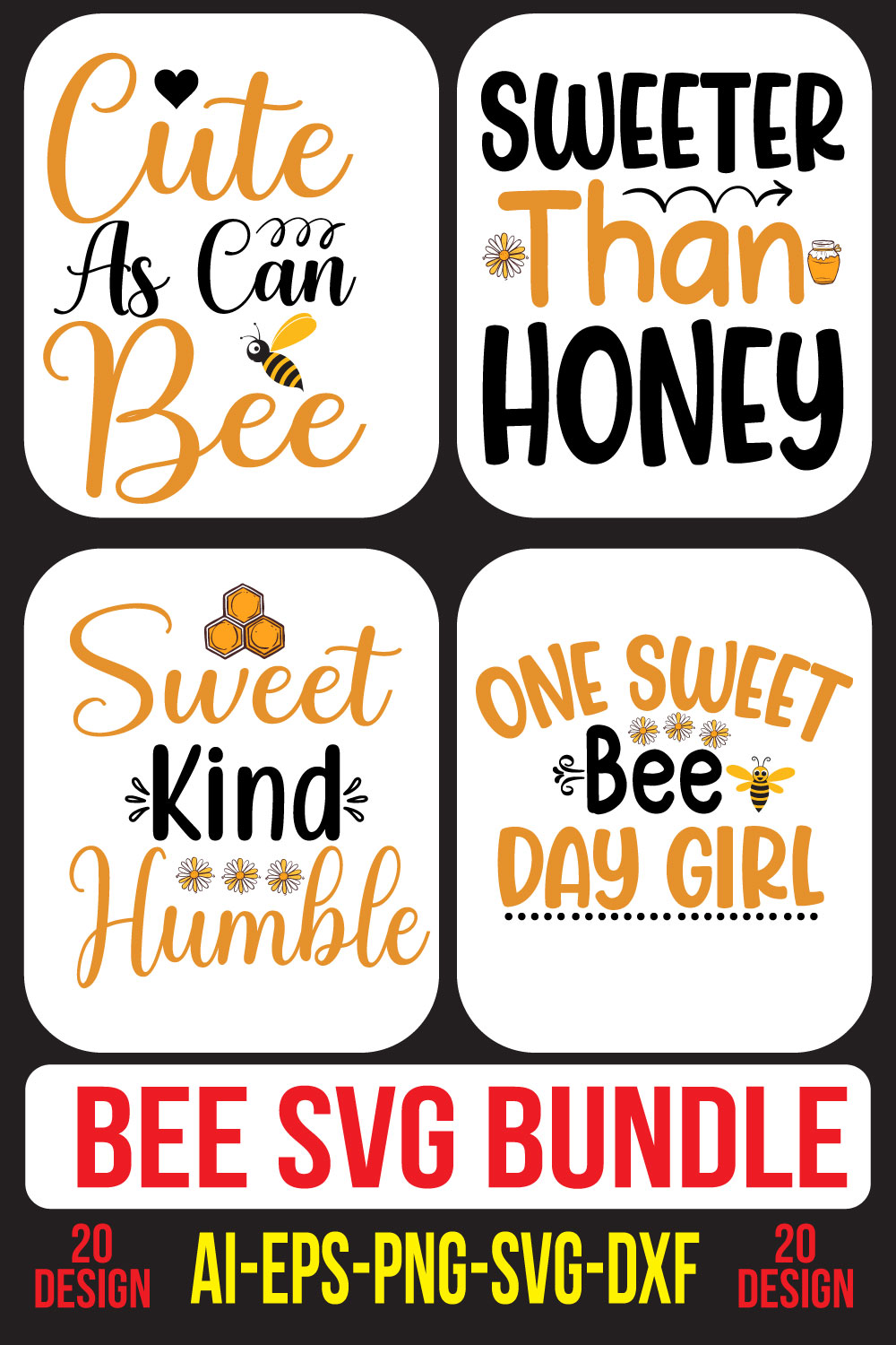 Bee SVG Bundle pinterest preview image.