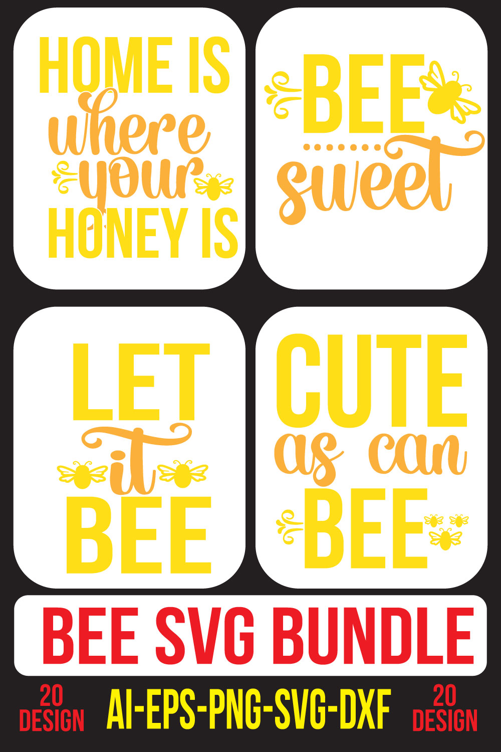 Bee SVG Bundle pinterest preview image.