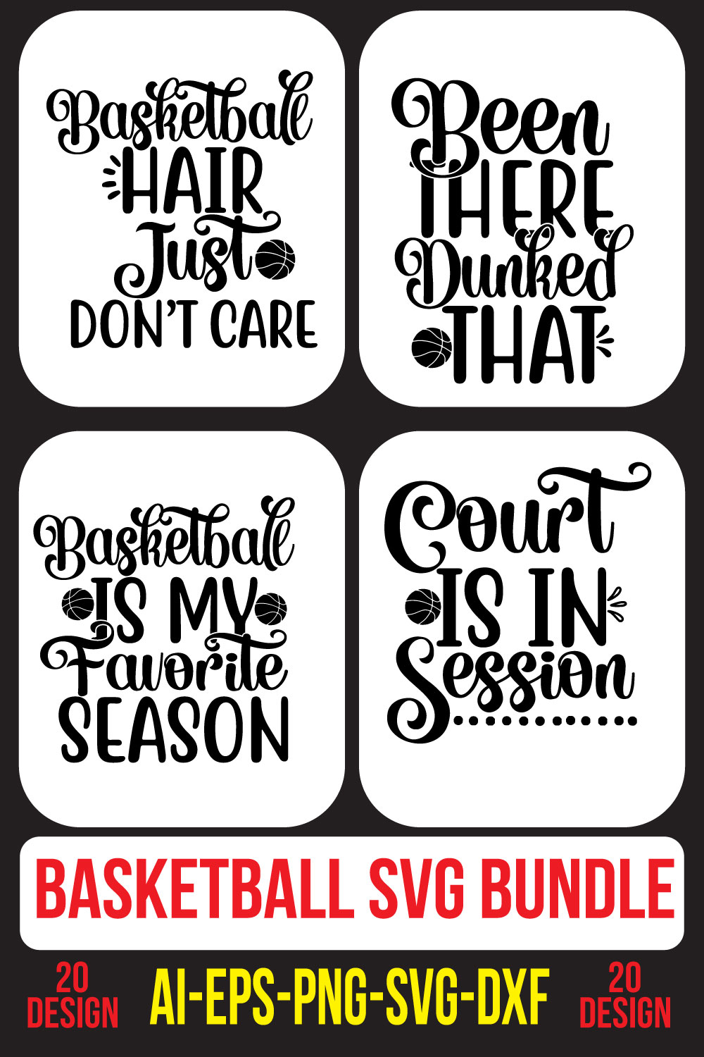 Basketball SVG Bundle pinterest preview image.