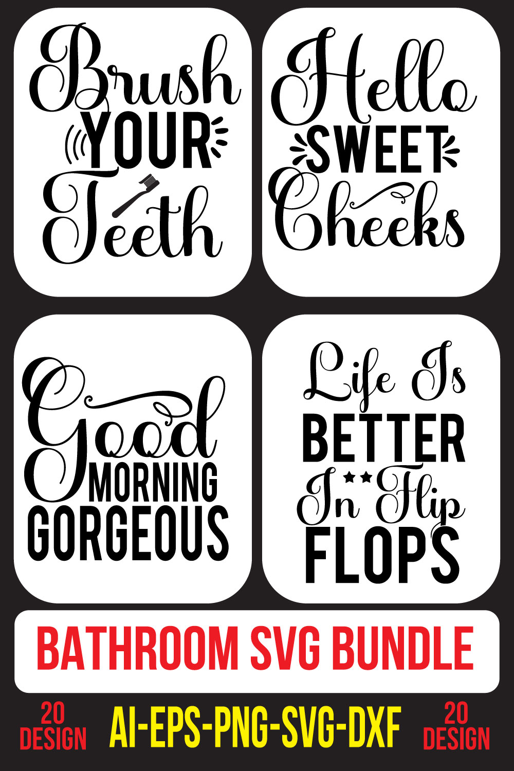 Bathroom SVG Bundle pinterest preview image.