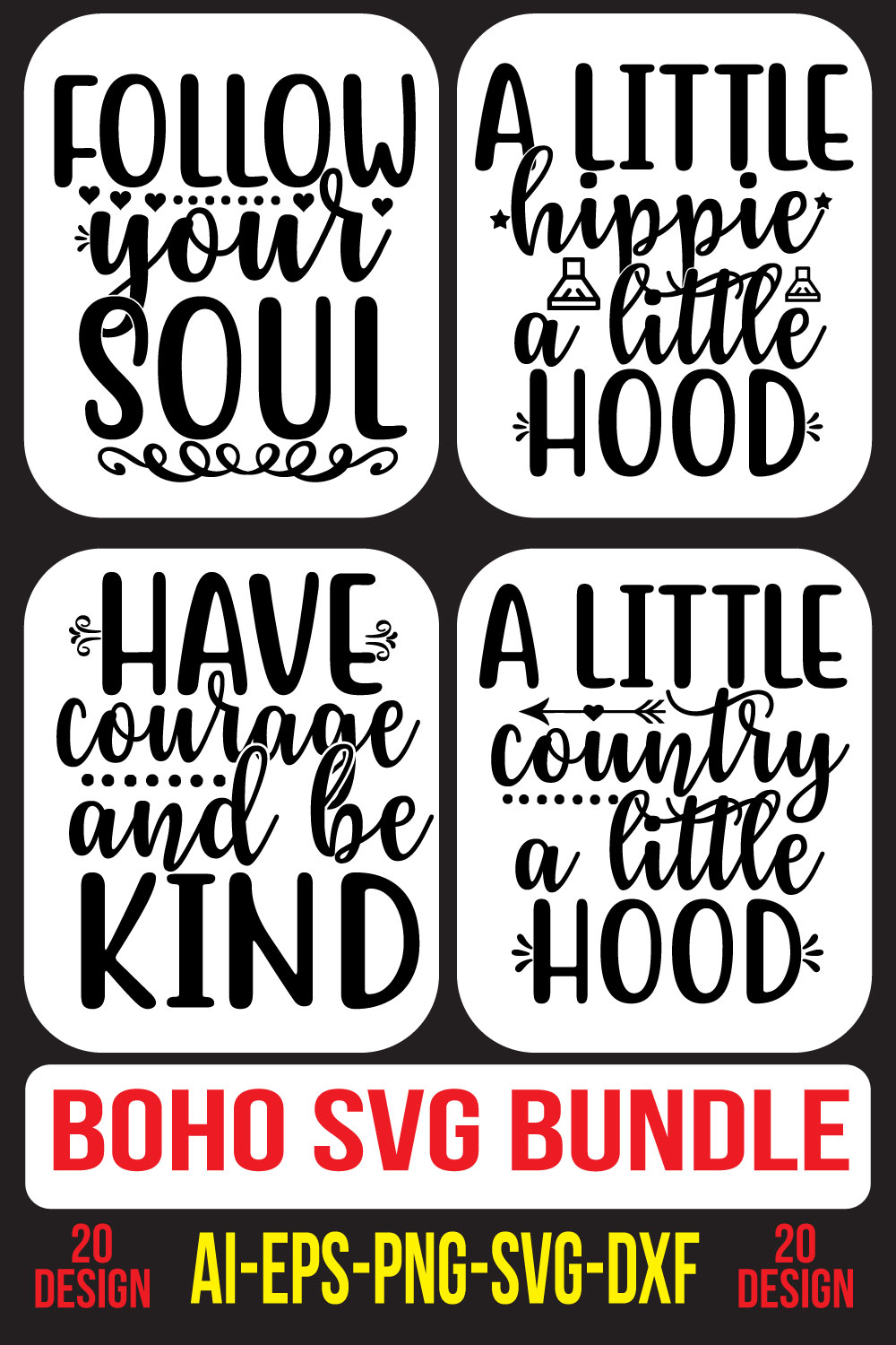 Boho SVG Bundle pinterest preview image.