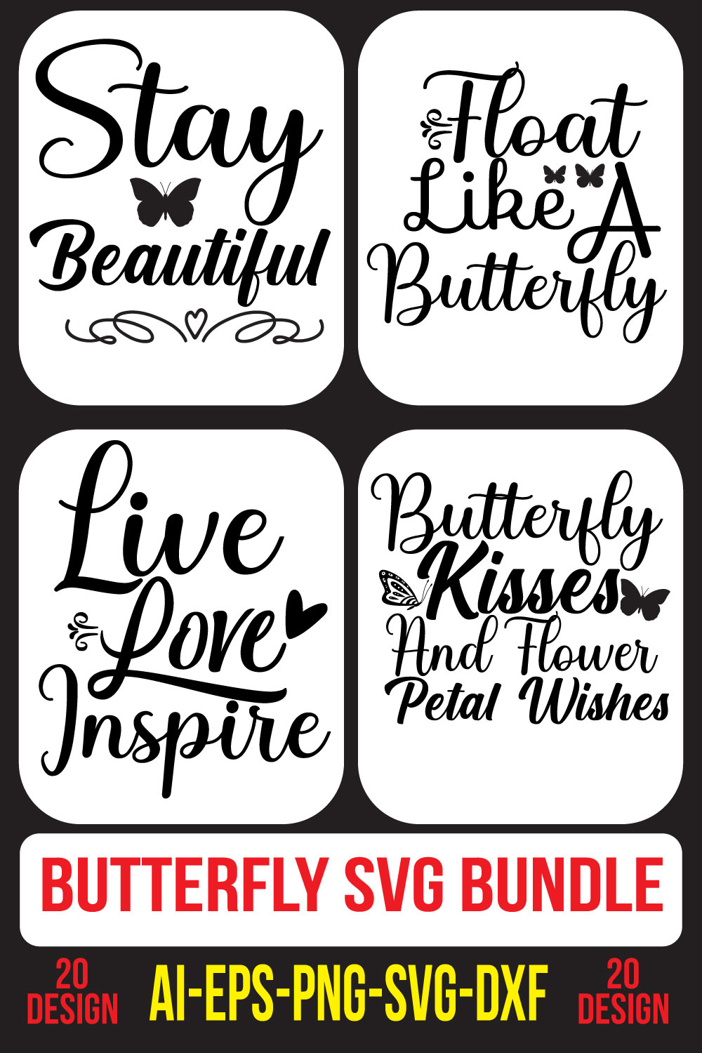 Butterfly SVG Bundle pinterest preview image.
