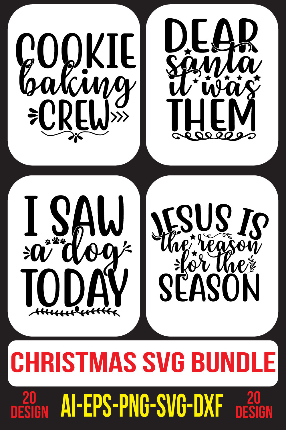 Christmas SVG Bundle pinterest preview image.