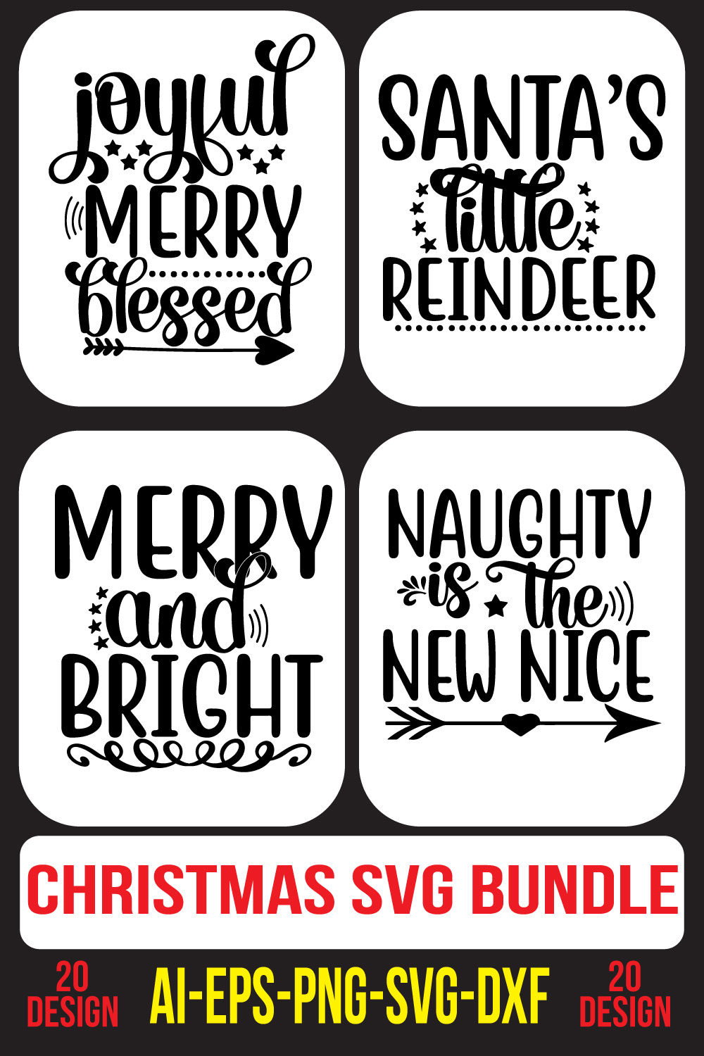 Christmas SVG Bundle pinterest preview image.