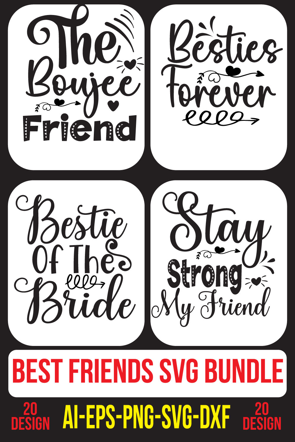 Best Friends SVG Bundle pinterest preview image.