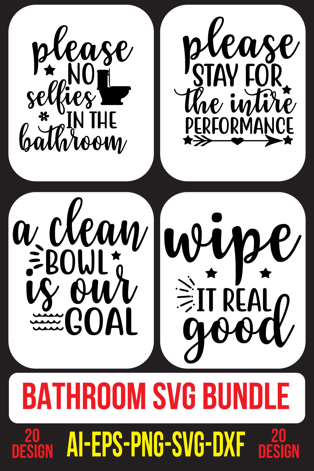 Bathroom SVG Bundle pinterest preview image.