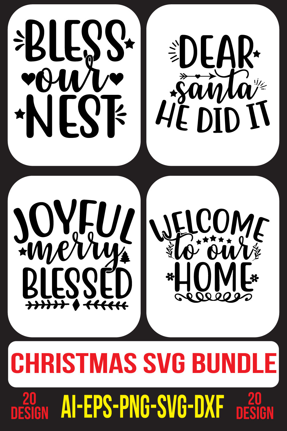 Christmas SVG Bundle pinterest preview image.