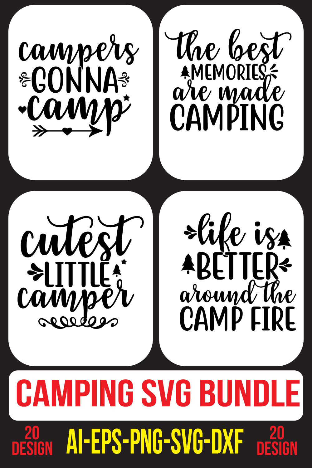 Camping SVG Bundle pinterest preview image.