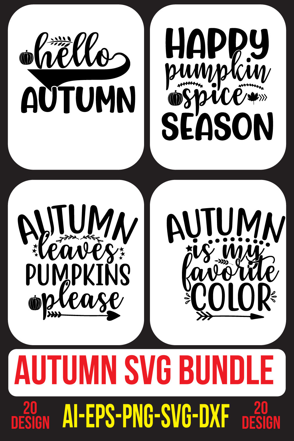 Autumn SVG Bundle pinterest preview image.