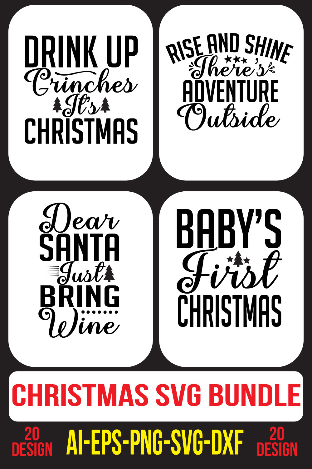 Christmas SVG Bundle pinterest preview image.