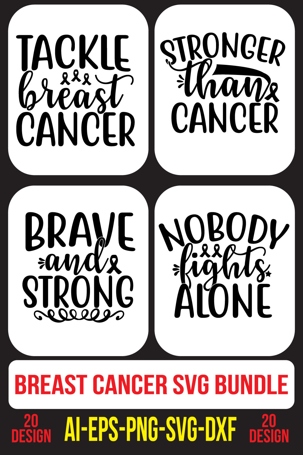 Breast Cancer SVG Bundle pinterest preview image.