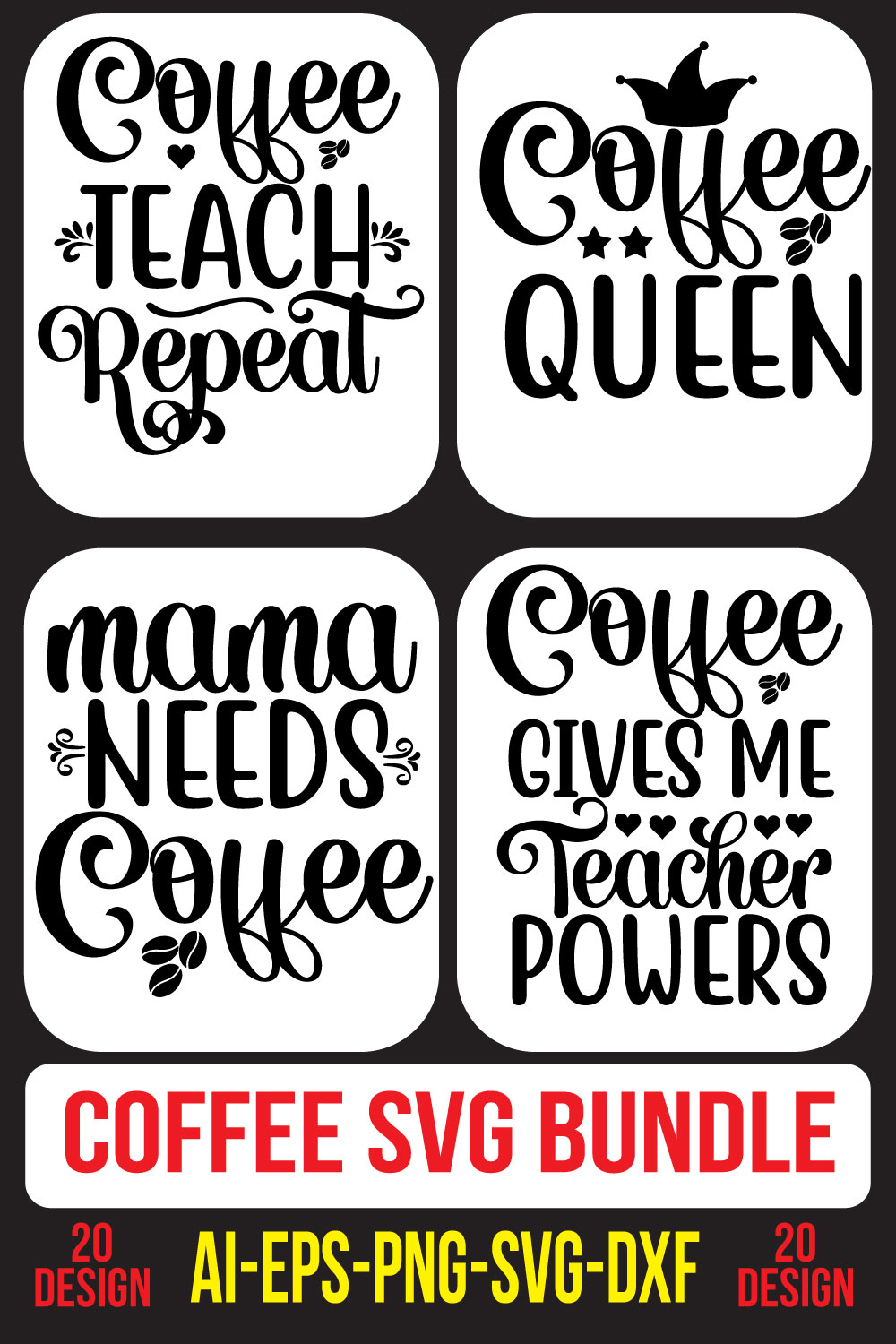 Coffee SVG Bundle pinterest preview image.