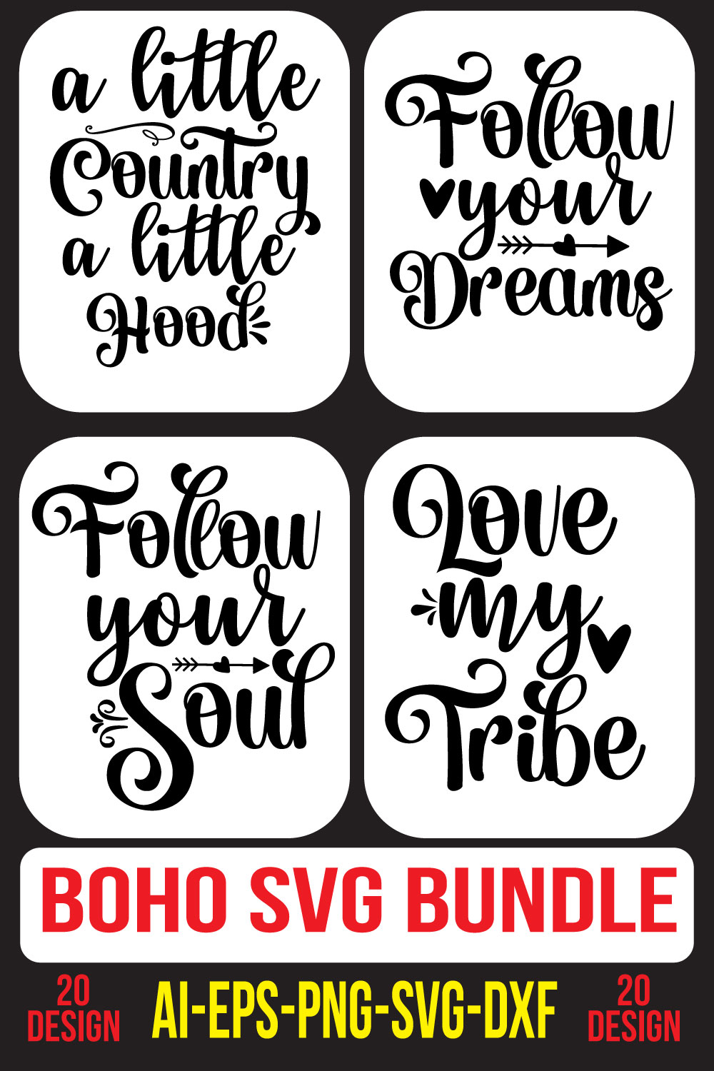 Boho SVG Bundle pinterest preview image.