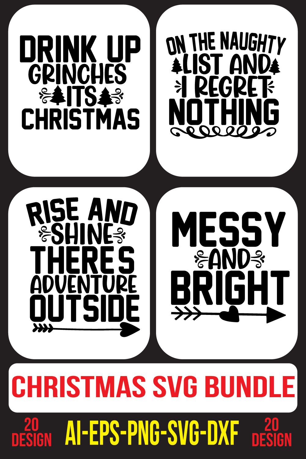 Christmas SVG Bundle pinterest preview image.