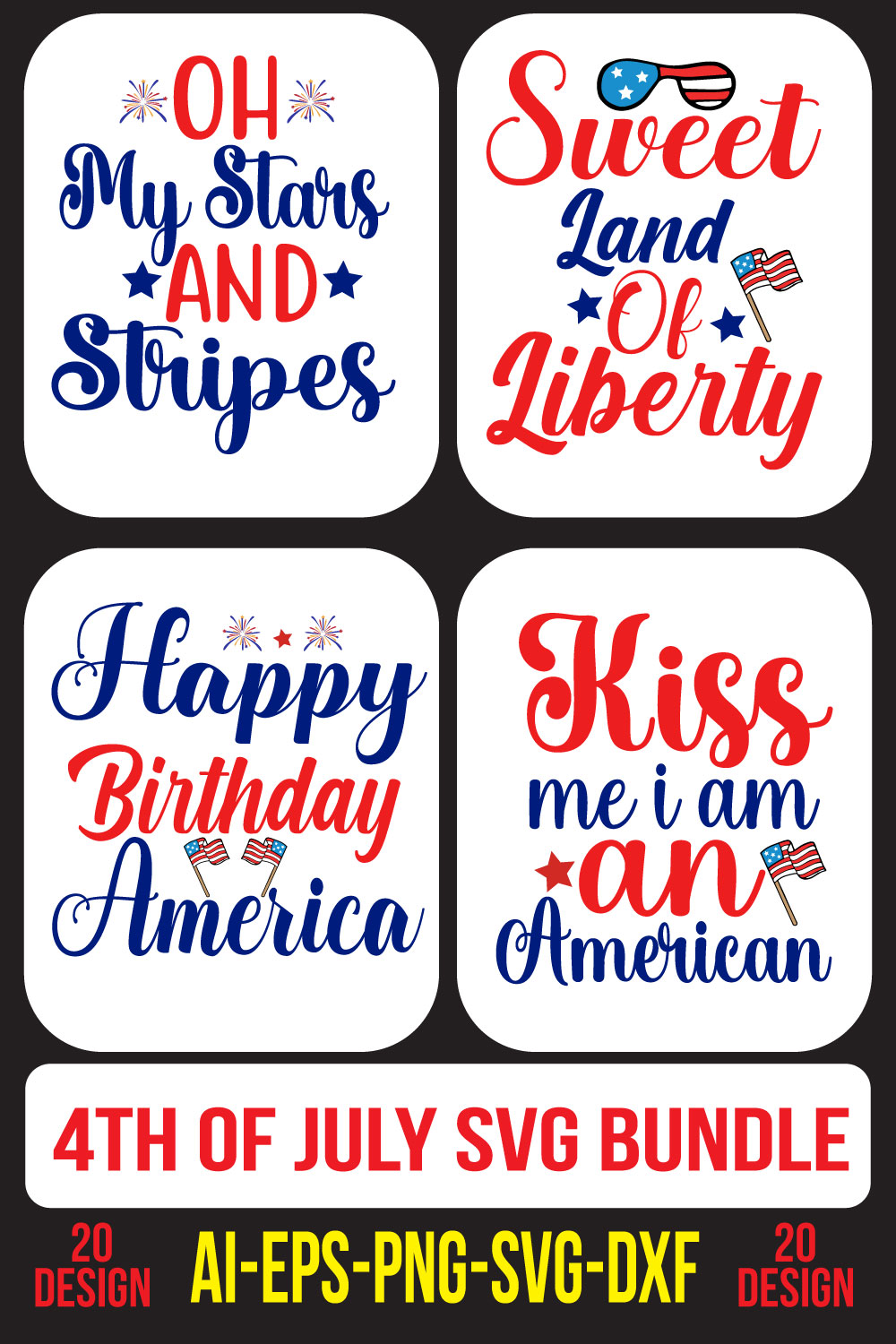 4th Of July SVG Bundle pinterest preview image.