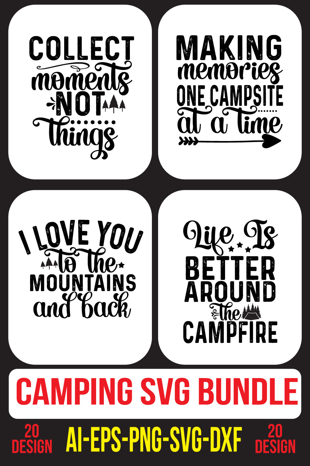 Camping SVG Bundle pinterest preview image.