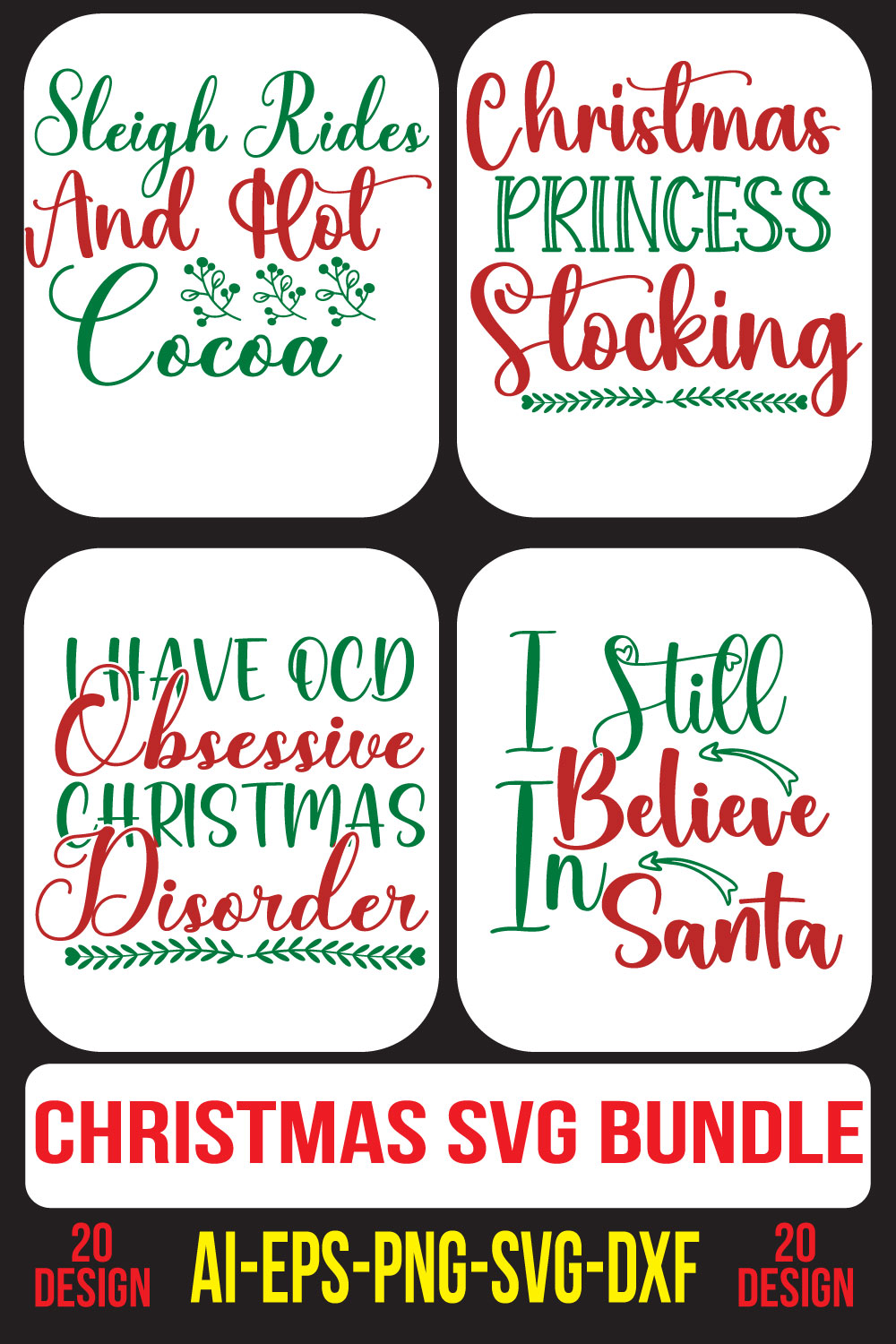 Christmas SVG Bundle pinterest preview image.