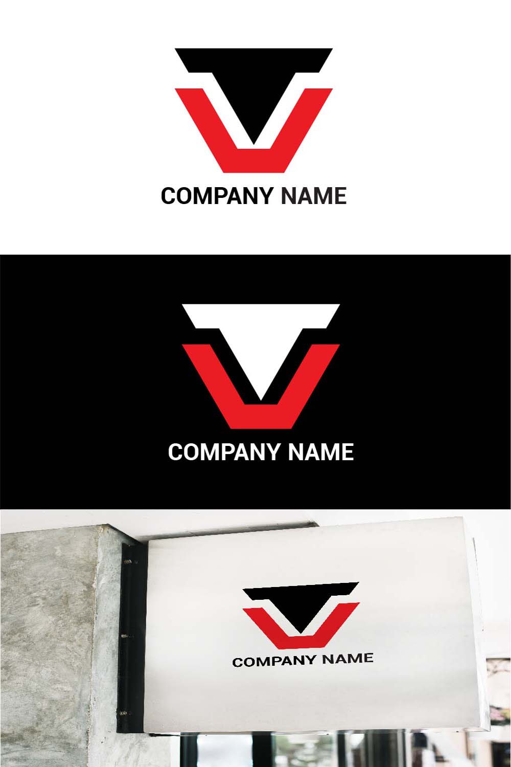 T + V letter logo pinterest preview image.