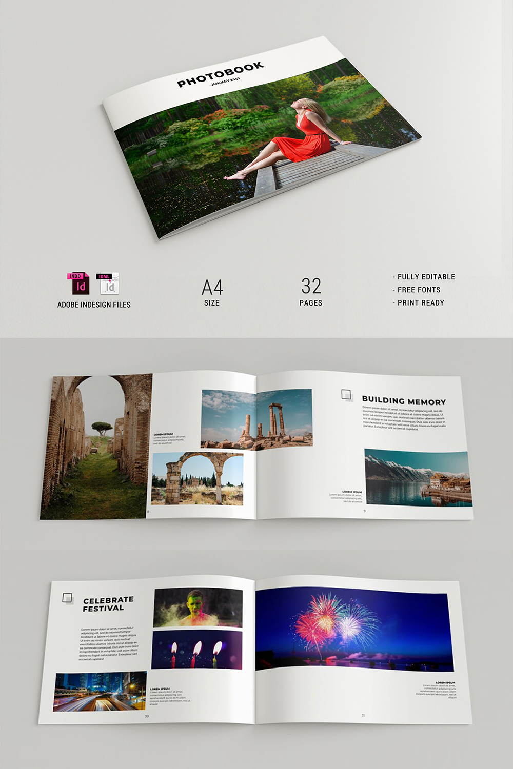 Photo Book Template pinterest preview image.