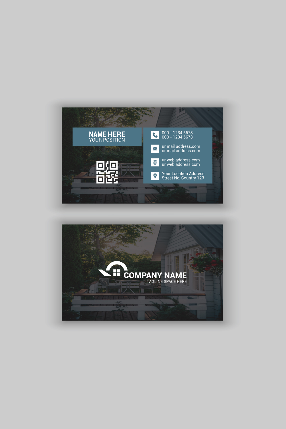 Real Estate Business Card Design Template pinterest preview image.