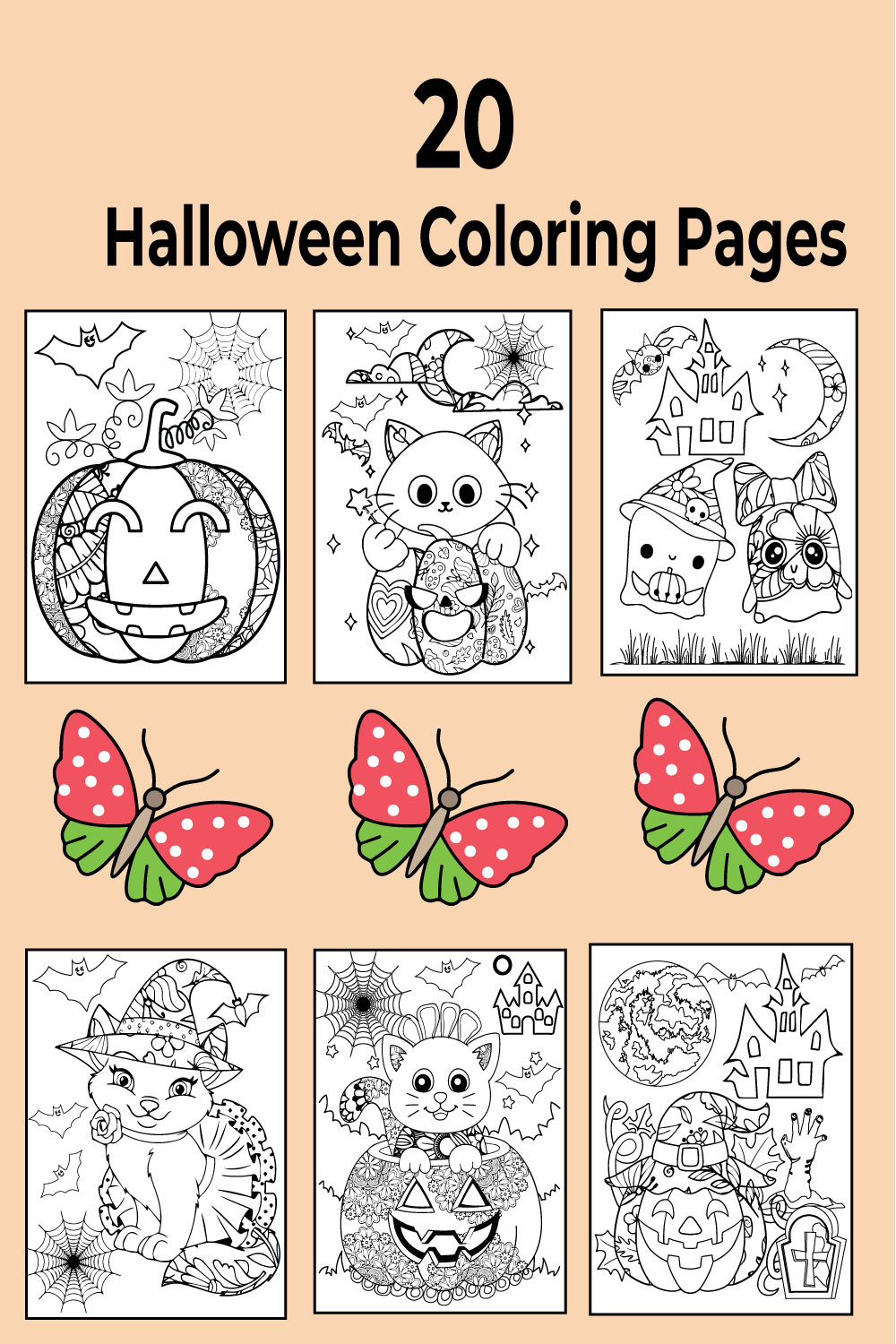 20 Halloween Ghost Coloring Pages pinterest preview image.