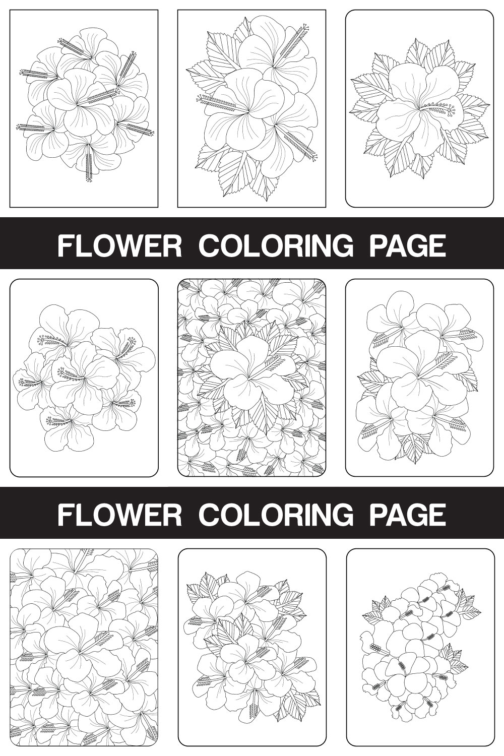 Hibiscus Flower Coloring Page And Book pinterest preview image.