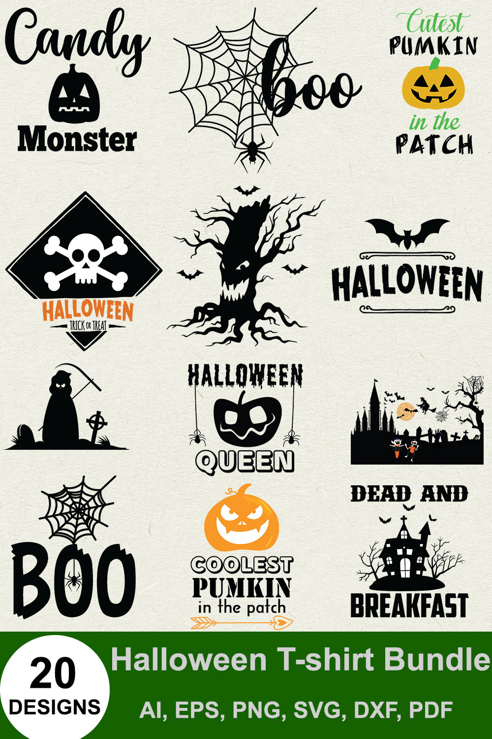 Halloween T-shirt Bundle pinterest preview image.