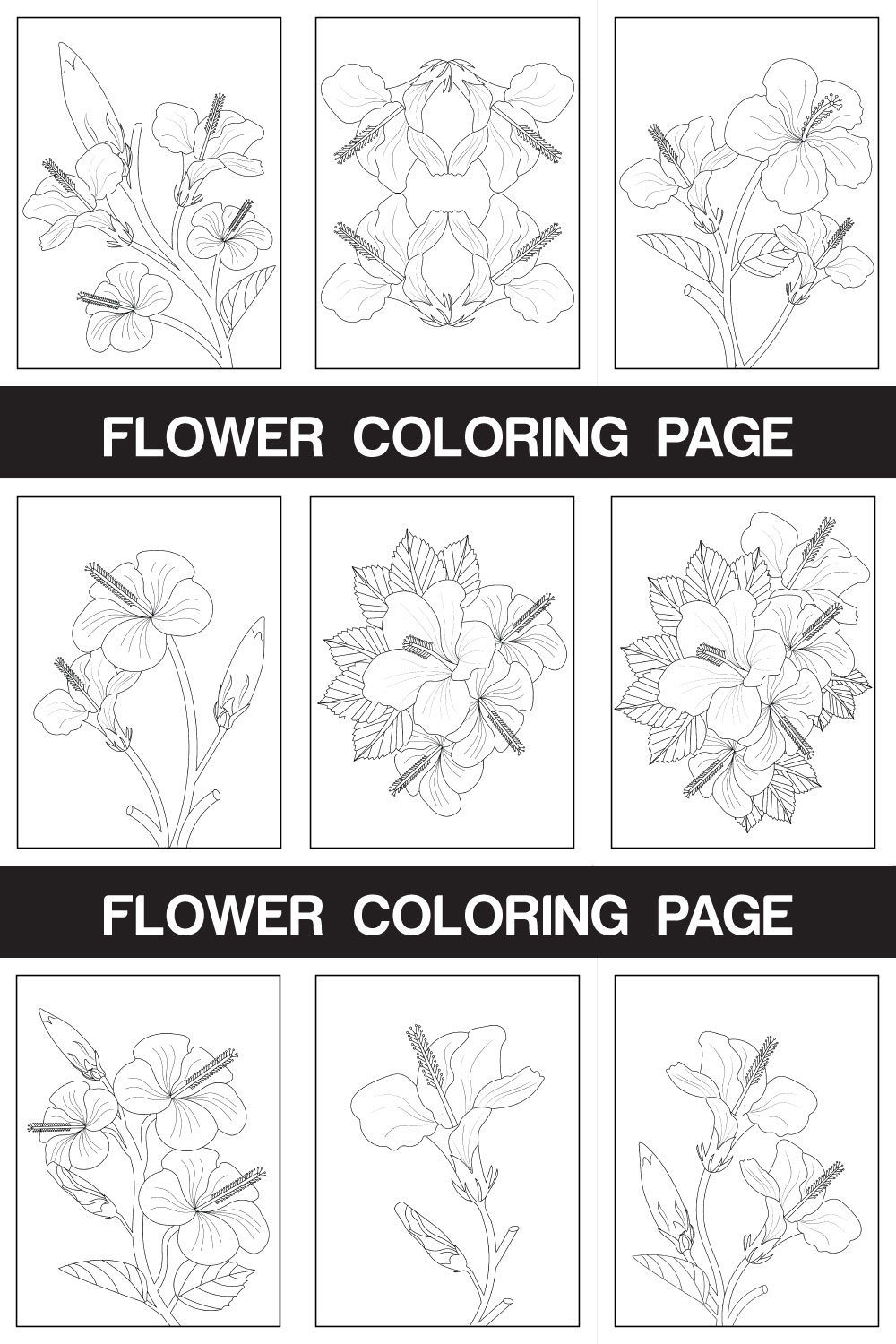 Flower Coloring Page And Book Line Art Illustration pinterest preview image.