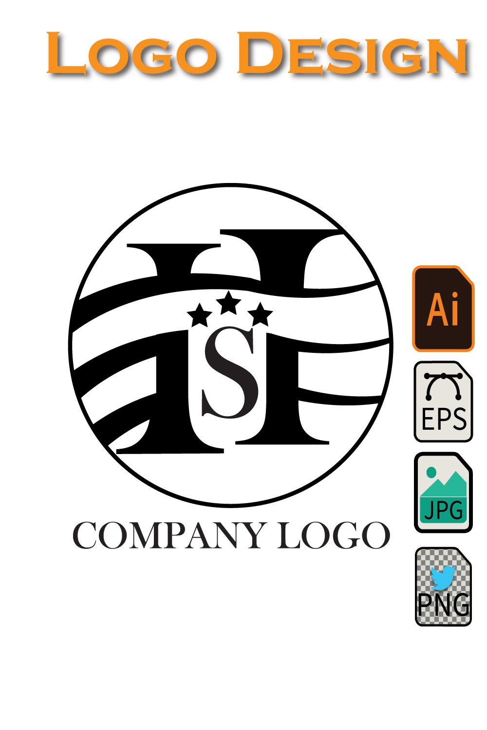3D Logo design pinterest preview image.