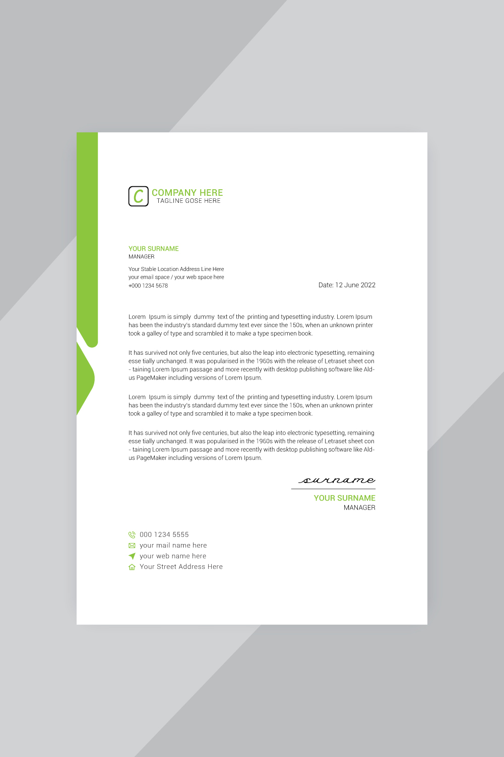 10 Corporate Letterhead Design Bundle Template pinterest preview image.